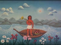 Josip Generalić, 1969, Žena na listu (Woman on a leaf), ulje na platnu (oil on canvas)