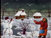 Josip Generalić, 1969, Žena sa snjegovićem (Woman and snowman), ulje na platnu (oil on canvas)