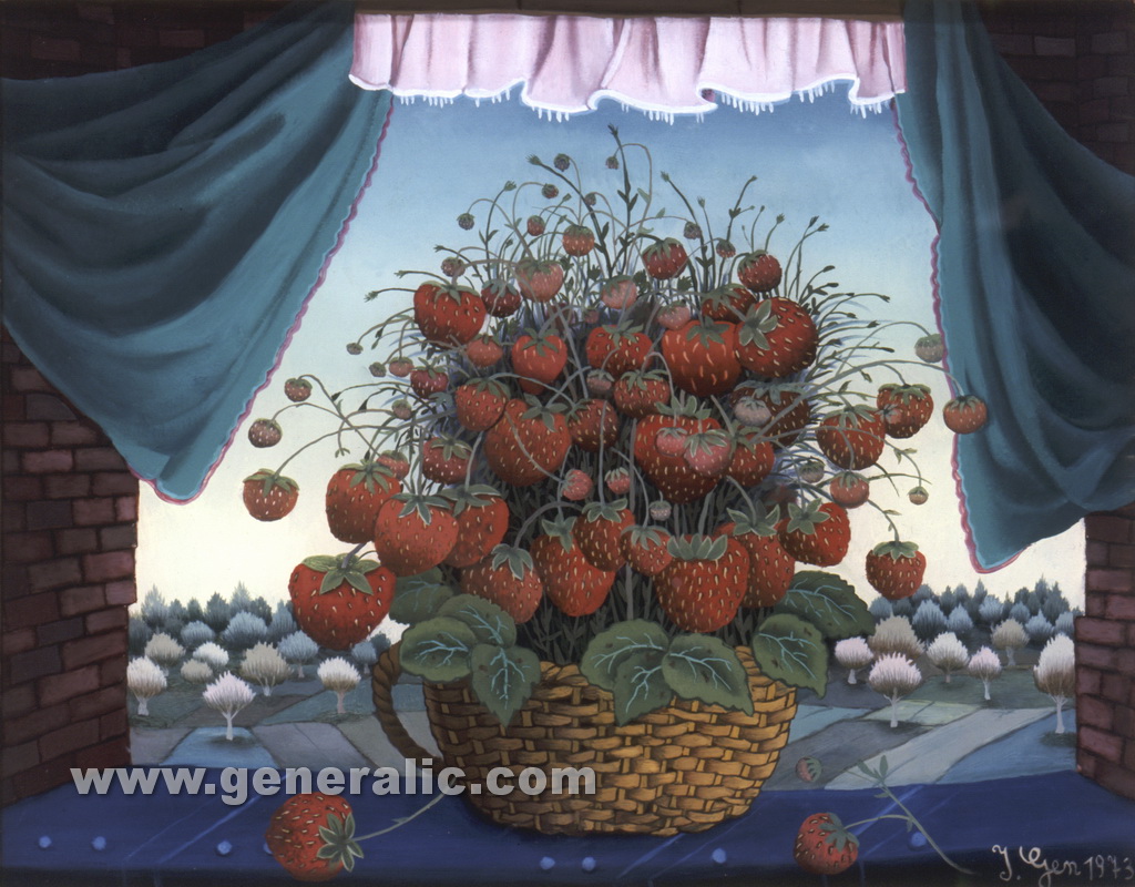 Ivan Generalic, 1973, Strawberries, oil on glass