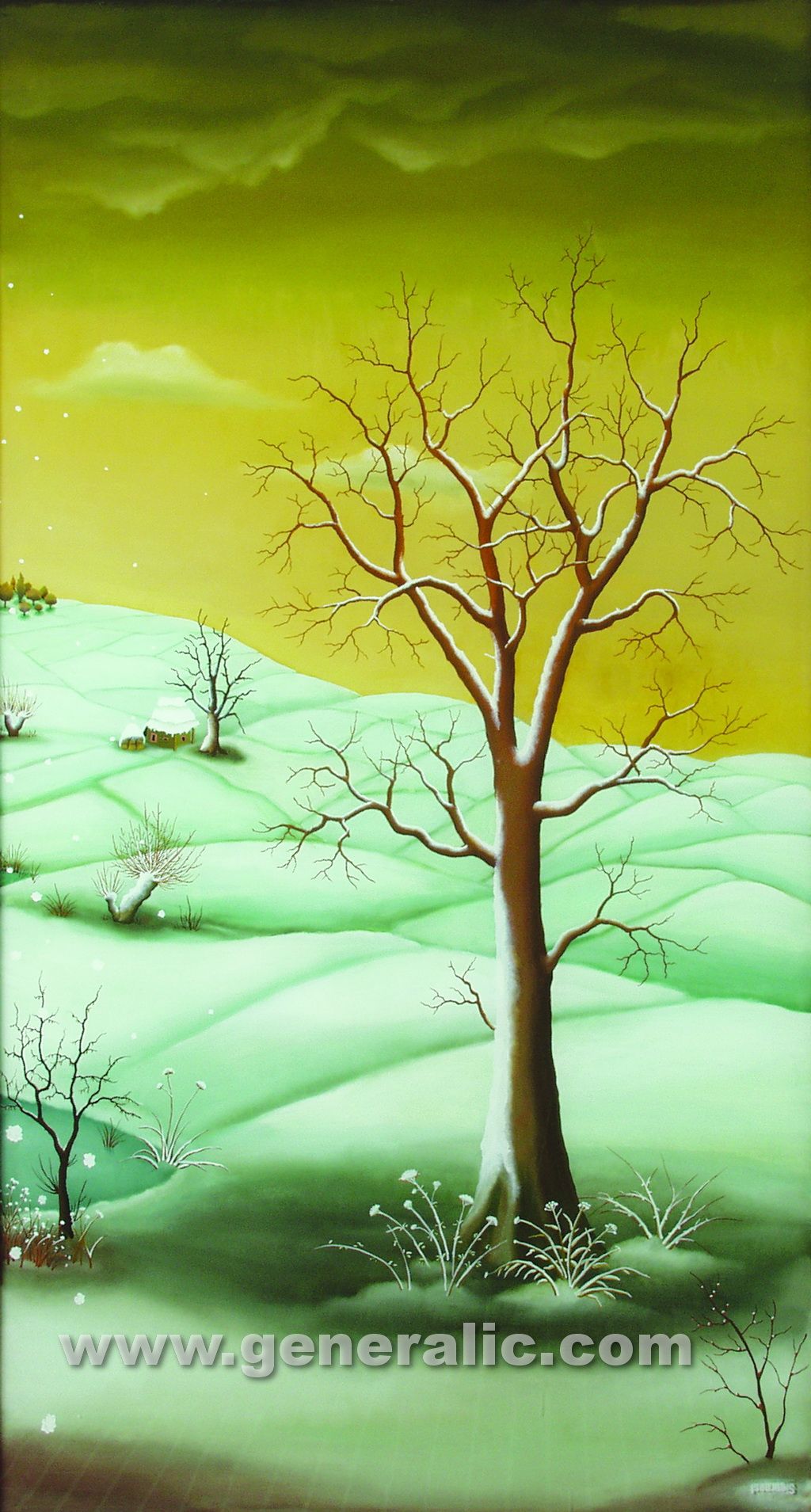 Ivan Generalic, 1973, The first snow - triptych 3, oil on glass