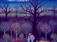 Ivan Generalic, 1970, Cuvanje krava (Watching over cows), ulje na staklu (oil on glass)