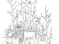 Ivan Generalić, 1970, Drvosječa (Woodcutter), tuš na papiru (ink on paper)