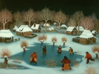 Ivan Generalic, 1970, Klizanje (Skating), ulje na staklu (oil on glass)