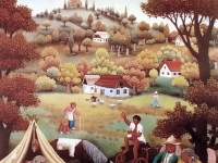 Ivan Generalic, 1970, Romsko naselje ( (Gypsy camp), ulje na staklu (oil on glass)