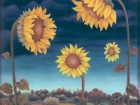 Ivan Generalic, 1970, Suncokreti (Sunflowers), ulje na staklu (oil on glass)
