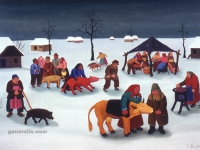 Ivan Generalic, 1971, Stocni sajam (Cattle fair), ulje na staklu (oil on glass)