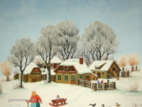 Ivan Generalic, 1971, Zima (Winter), akvarel (watercolour), 46x52 cm