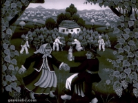 Ivan Generalic, 1972, Ples u vinogradu (Dancing in vineyard), ulje na staklu (oil on glass)