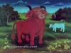 Ivan Generalic, 1972, The red bull, oil on glass