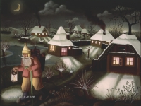 Ivan Generalić, 1973, Božićna noć (Christmas night), ulje na staklu (oil on glass)