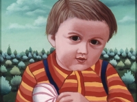 Ivan Generalic, 1973, Goran s kuglicama (Goran with X-mass balls), ulje na staklu (oil on glass)