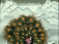 Ivan Generalic, 1973, Paun u zimi (Peacock in winter), ulje na staklu (oil on glass)