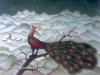 Ivan Generalic, 1973, Peacock on a branch, oil on glass