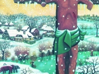 Ivan Generalic, 1973, Prvi snijeg 2 (The first snow 2), ulje na staklu (oil on glass)