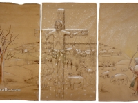 Ivan Generalic, 1973, Prvi snijeg (The first snow, olovka na papiru (pencil on paper)