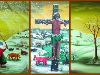 Ivan Generalic, 1973, Prvi snijeg (The first snow), ulje na staklu (oil on glass)