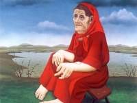 Ivan Generalic, 1974, Romkinja u crvenom (Gipsy woman in red), ulje na staklu (oil on glass), 120x1