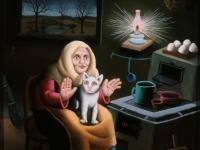Ivan Generalic, 1974, Starica pored peci (Old woman by stove), ulje na staklu (oil on glass)