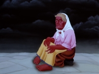 Ivan Generalic, 1975, Romkinja (Gipsy woman), ulje na staklu (oil on glass), 125x120 cm