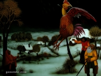 Ivan Generalic, 1976, Raspeti pevec (Crucified rooster), ulje na staklu (oil on glass)