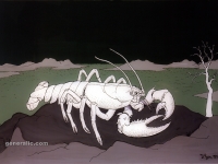 Ivan Generalic, 1978, Bijeli jastog (White lobster), ulje na staklu (oil on glass)