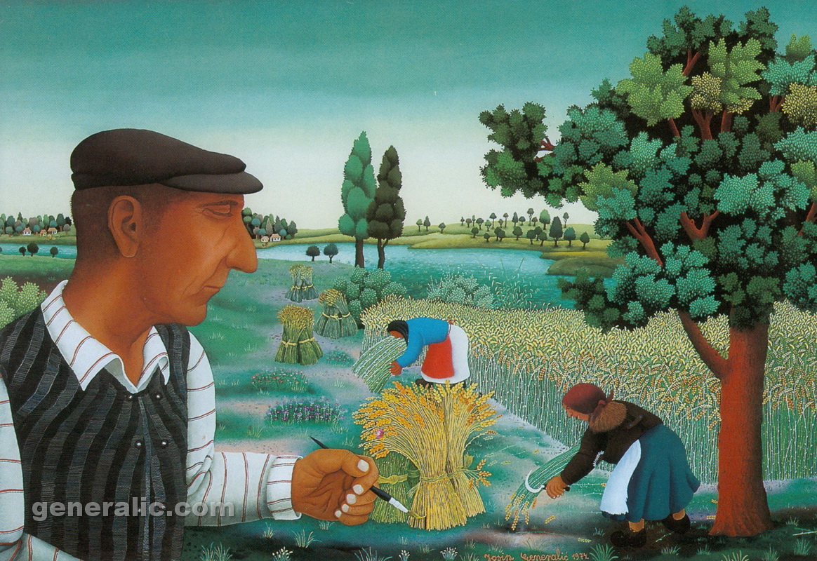 Josip Generalic, 1974, Father is painting, oil on glass, 100x150 cm