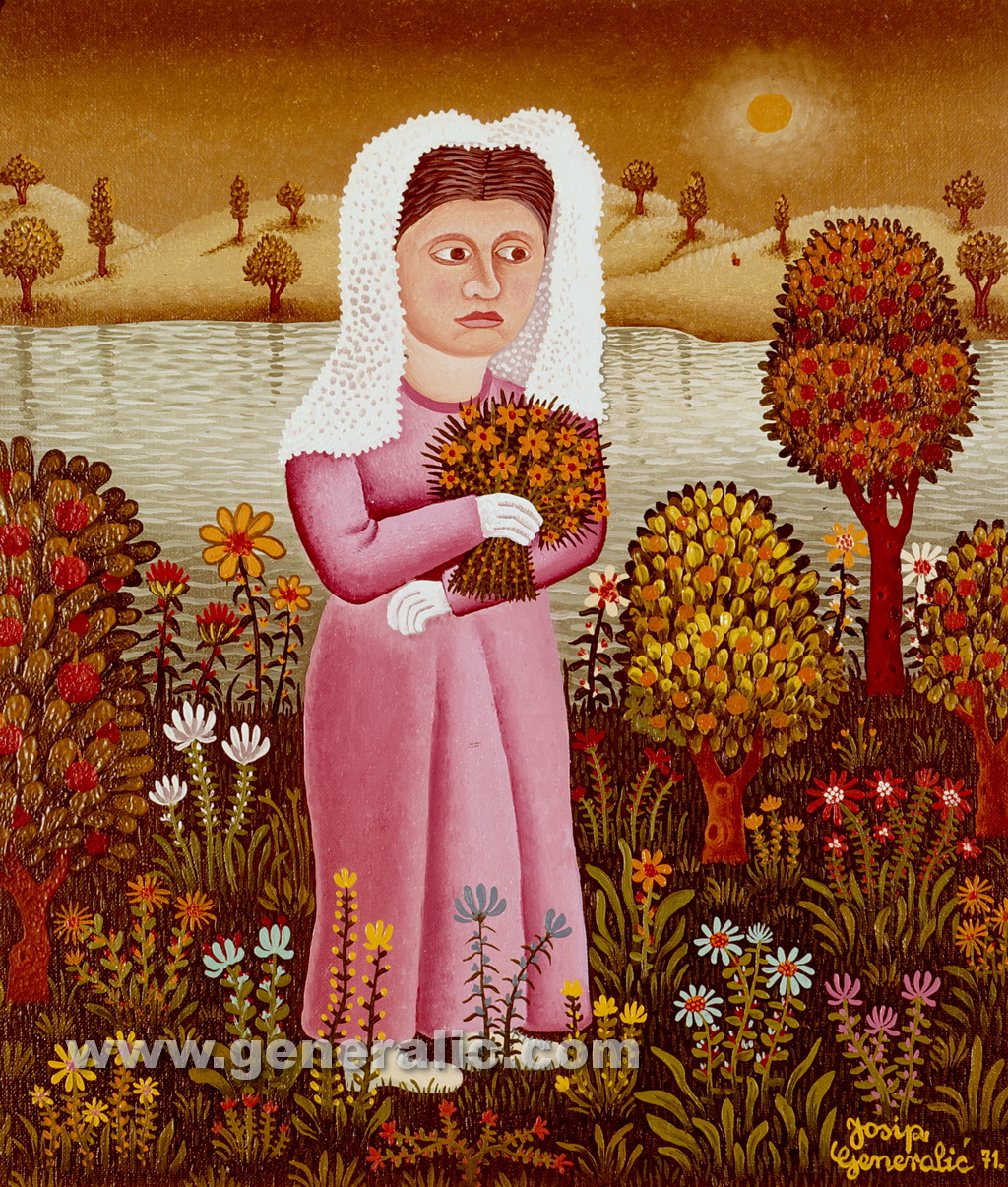 Josip Generalic, 1971, Bride by a river, oil on canvas