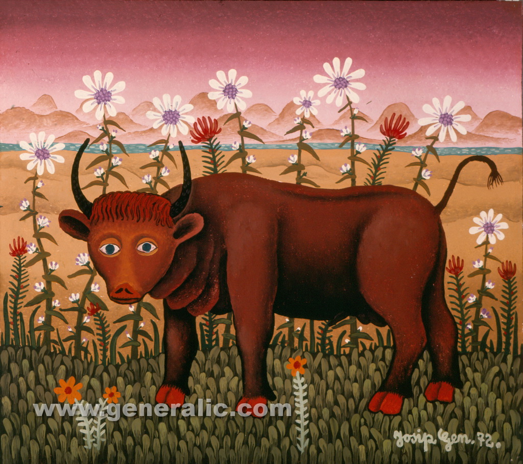 Josip Generalic, 1972, Young bull, oil on canvas