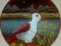 Josip Generalic, 1970, Bijela ptica (White bird), ulje na staklu (oil on glass)