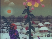 Josip Generalić, 1970, Bor za Božić (Tree for Christmas), ulje na staklu (oil on glass)
