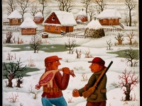 Josip Generalic, 1970, Lovci s pticom (Hunters with a bird), ulje na platnu (oil on canvas)