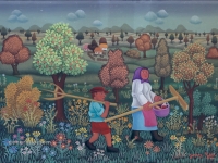 Josip Generalic, 1970, Odlazak na polje (Going to work), ulje na staklu (oil on glass)