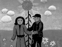 Josip Generalic, 1970, Par ispod cvijeta (Couple under a flower), ulje na platnu (oil on canvas)