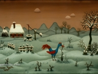 Josip Generalic, 1970, Plava ptica (Blue bird), ulje na staklu (oil on glass)