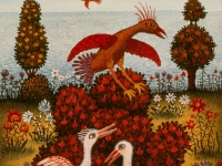 Josip Generalic, 1970, Ptice se igraju (Birds are playing), ulje na platnu (oil on canvas)