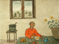 Josip Generalić, 1970, Ručak (Man at lunch), akvarel (watercolour), 29×21 cm