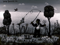 Josip Generalić, 1970, Uspješan ribič (Successful fisherman), ulje na platnu (oil on canvas)