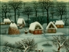 Josip Generalic, 1970, Winter with five houses, oil on glass
