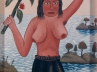 Josip Generalić, 1970, Žena s velikim cvijetom (Woman with a big flower), ulje na platnu (oil on canvas)