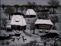 Josip Generalic, 1970, Zima s tri ptice (Winter with three birds)