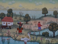 Josip Generalić, 1970, Život na selu (Village life), ulje na plartnu (oil on canvas)
