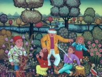 Josip Generalic, 1971, Djecja igra (Child's play), ulje na staklu (oil on glass)