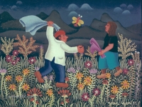 Josip Generalic, 1971, Lov na kukce (Catching a bug), ulje na staklu (oil on glass)