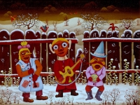 Josip Generalić, 1971, Maškare (Masquerade), ulje na platnu (oil on canvas)