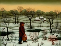 Josip Generalic, 1971, Odlazak u vinograd (Going to vineyard), ulje na staklu (oil on glass)