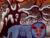 Josip Generalić, 1971, Plava životinja (Blue animal), ulje na staklu (oil on glass)