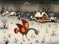 Josip Generalic, 1971, Ptica zimi (Bird in winter), ulje na staklu (oil on glass)