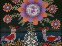 Josip Generalic, 1971, Ptice i cvijet (Birds with a flower), ulje na staklu (oil on glass)