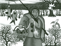 Josip Generalic, 1971, Ribarica (Fisherwoman), ulje na staklu (oil on glass)