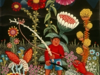 Josip Generalic, 1971, Ribolovna fantazija (Fishing in fantasy land), ulje na staklu (oil on glass)